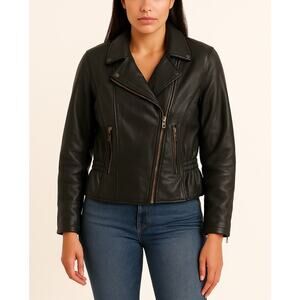 USA Biker's Dream Apparel Leather Motorcycle Jacket Women's Size Medium